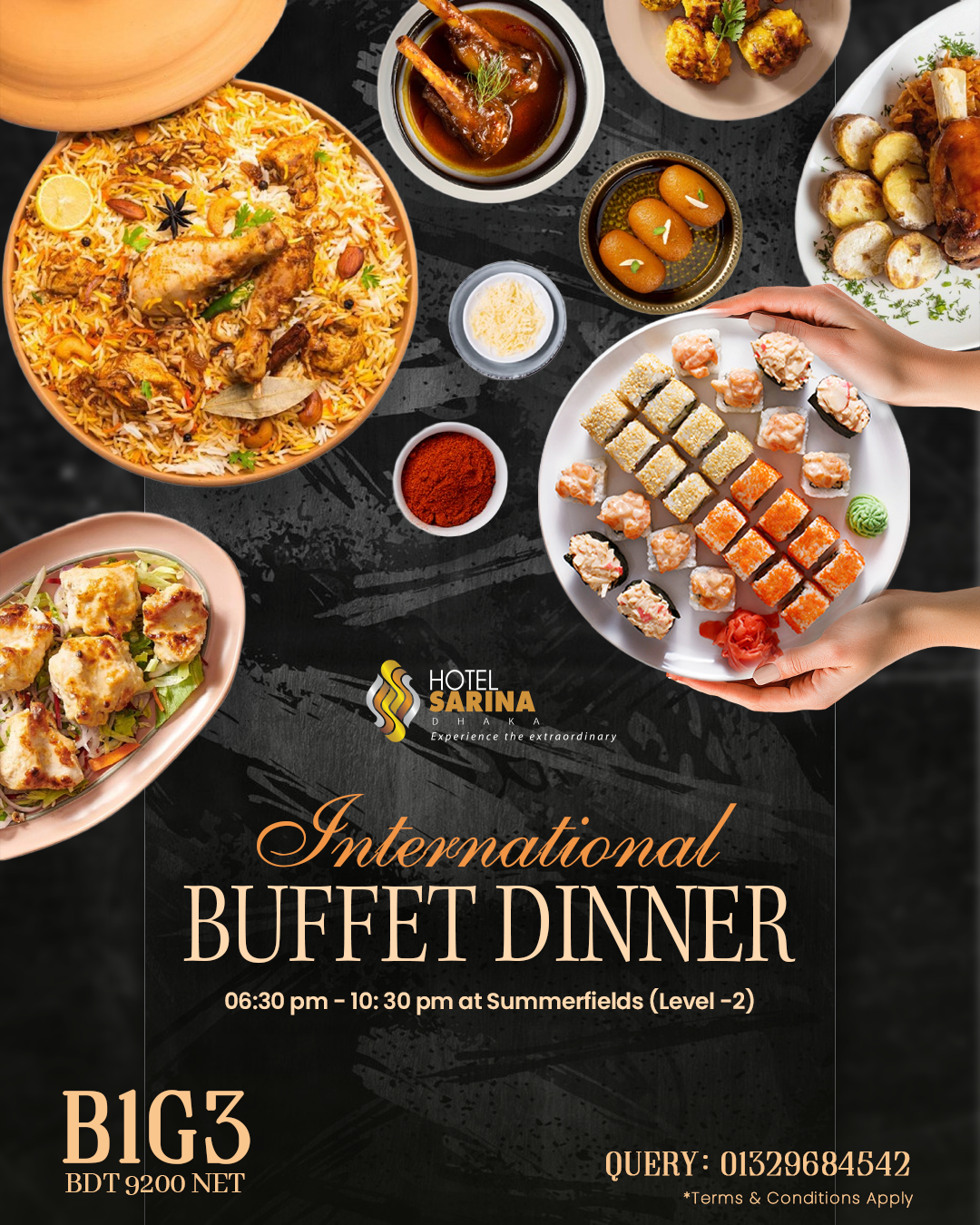 Buffet Dinner | B1G3 at Hotel Sarina Dhaka