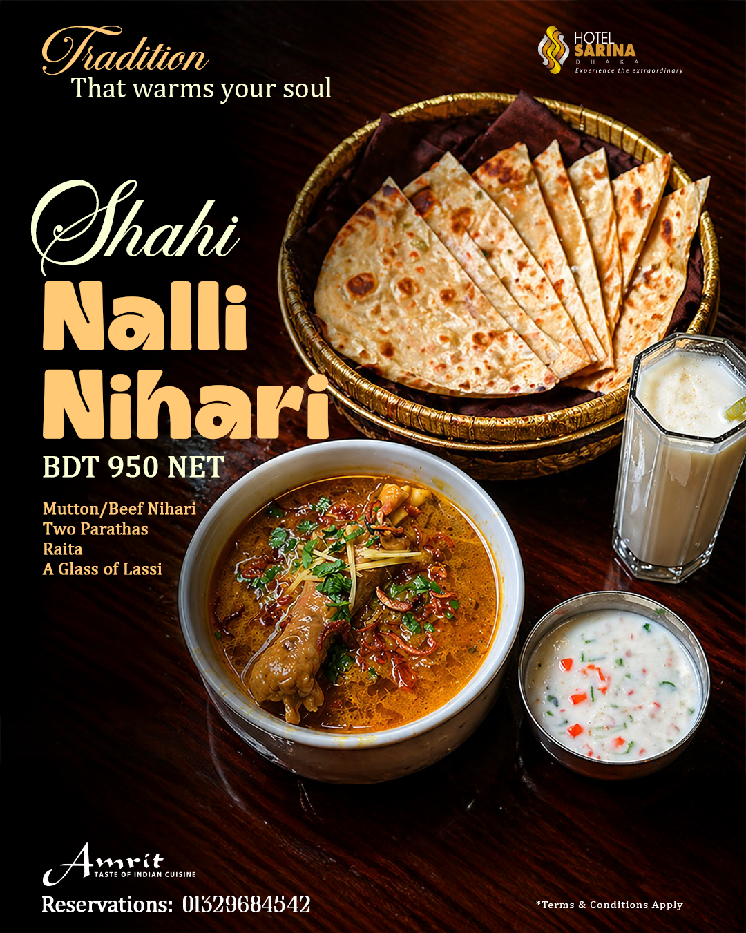 Shahi Nalli Nihari Platter at Amrit | Hotel Sarina Dhaka